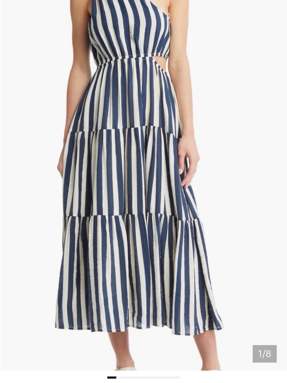EUC Moon River Navy and White Striped Dress Small
